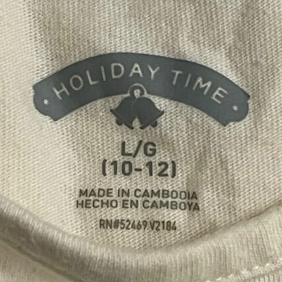 Girls Ivory Long-Sleeve Christmas Graphic Tee With Festive Holiday Tree - Picture 7 of 10